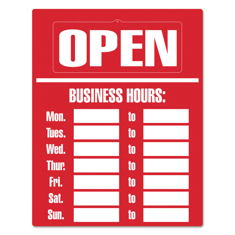 Cosco Business Hours Sign Kit, 15 X 19, Red Wayfair Canada